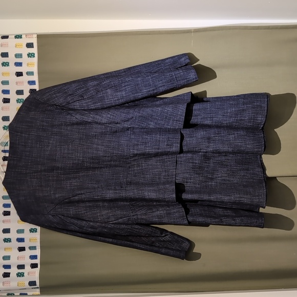 Denim look flared skirt suit w brass hardware - Picture 4 of 4